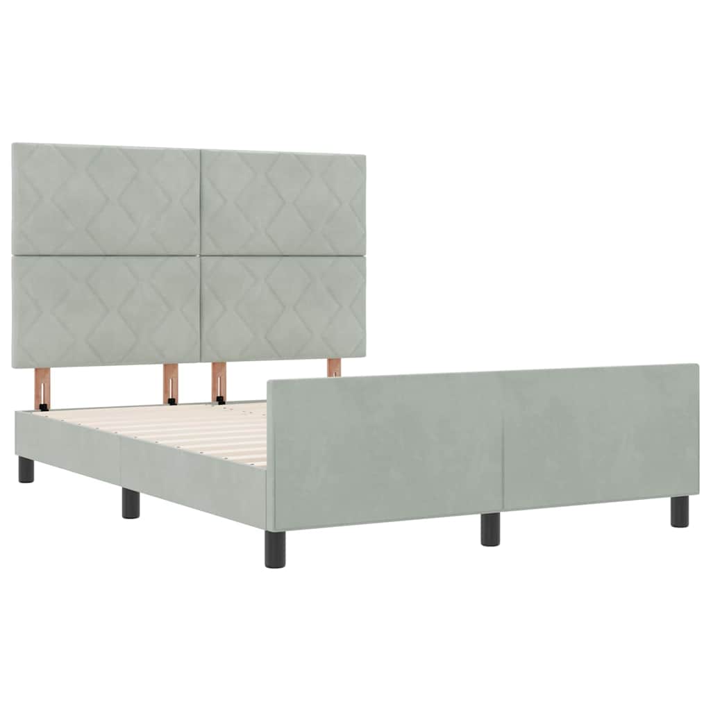 Boxspringbed met hoofdeinde Lichtgrijs 140 x 190 cm Fluweel is nu te koop bij PeponiXL, paradijselijk wonen!