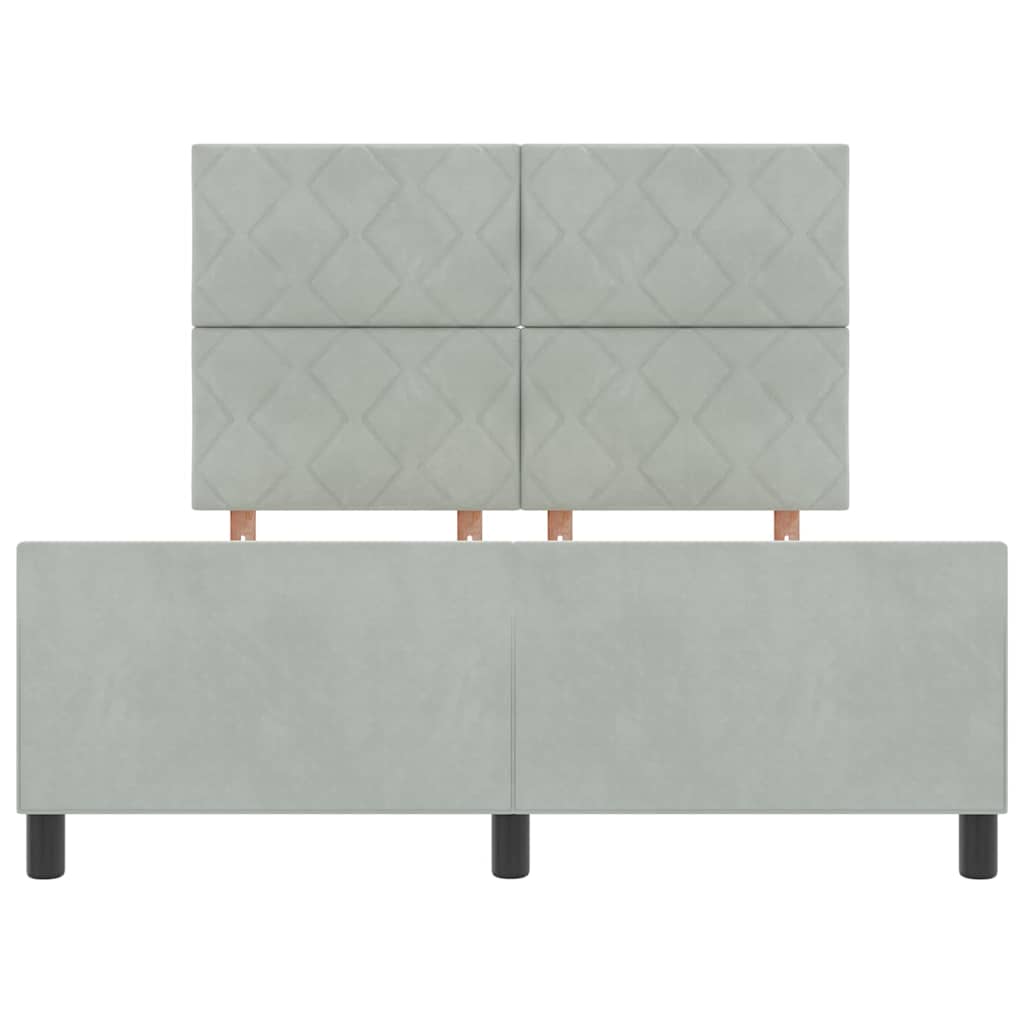 Boxspringbed met hoofdeinde Lichtgrijs 140 x 190 cm Fluweel is nu te koop bij PeponiXL, paradijselijk wonen!