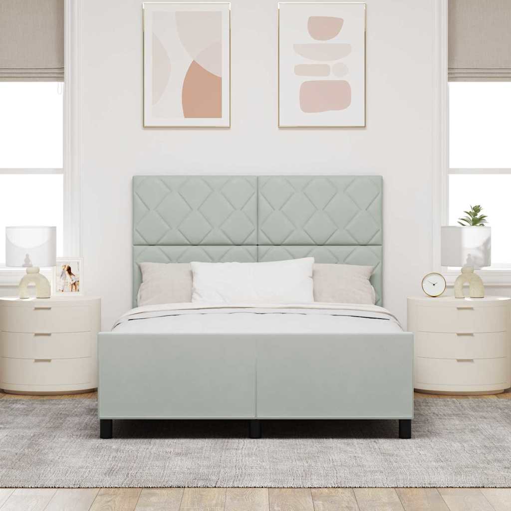 Boxspringbed met hoofdeinde Lichtgrijs 140 x 200 cm Fluweel is nu te koop bij PeponiXL, paradijselijk wonen!