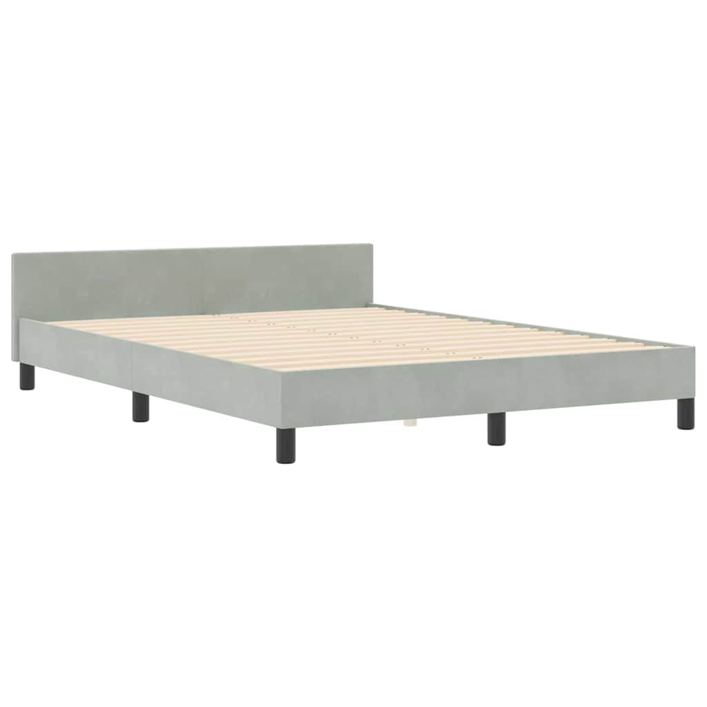 Boxspringbed met hoofdeinde Lichtgrijs 140 x 200 cm Fluweel is nu te koop bij PeponiXL, paradijselijk wonen!