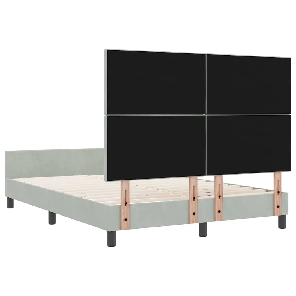 Boxspringbed met hoofdeinde Lichtgrijs 140 x 200 cm Fluweel is nu te koop bij PeponiXL, paradijselijk wonen!
