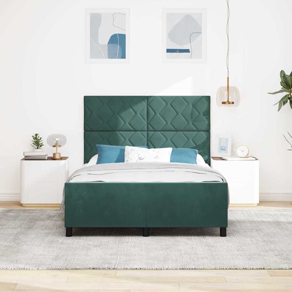 Boxspringbed met hoofdeinde Donkergroen 140 x 200 cm Fluweel is nu te koop bij PeponiXL, paradijselijk wonen!