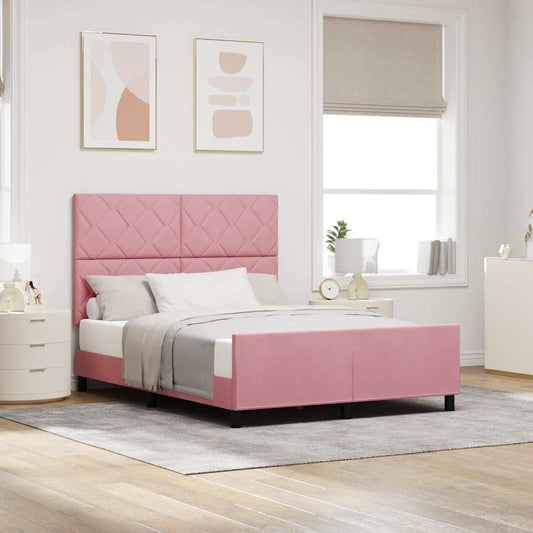 Boxspringbed met hoofdeinde Roze 140 x 200 cm Fluweel is nu te koop bij PeponiXL, paradijselijk wonen!