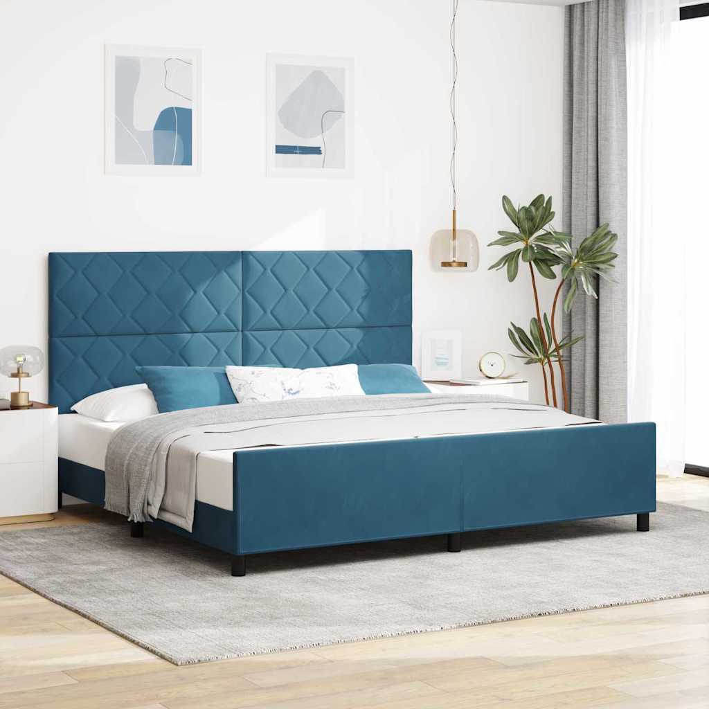Boxspringbed met hoofdeinde Donkerblauw 200 x 200 cm Fluweel is nu te koop bij PeponiXL, paradijselijk wonen!