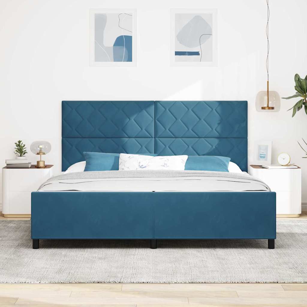 Boxspringbed met hoofdeinde Donkerblauw 200 x 200 cm Fluweel is nu te koop bij PeponiXL, paradijselijk wonen!