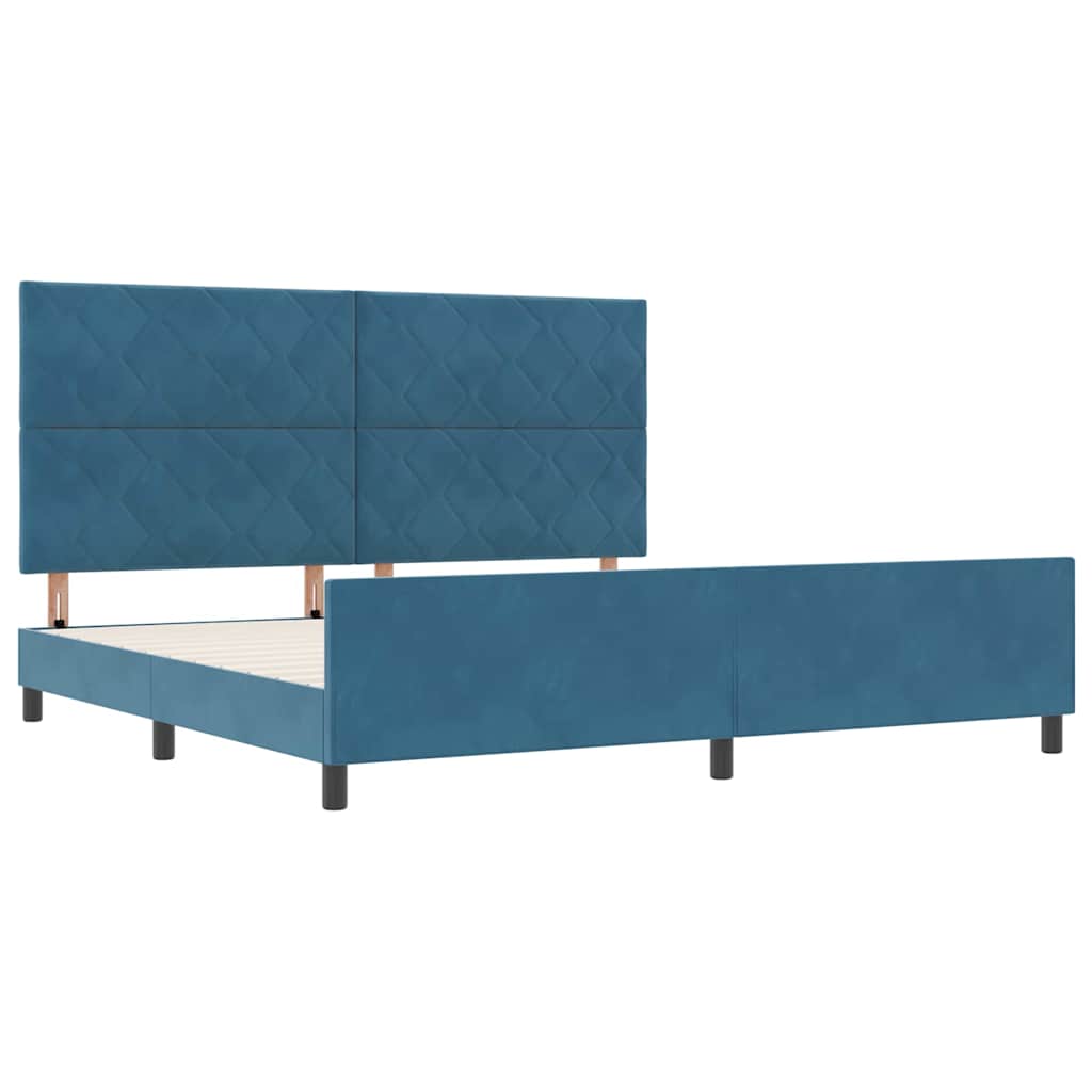 Boxspringbed met hoofdeinde Donkerblauw 200 x 200 cm Fluweel is nu te koop bij PeponiXL, paradijselijk wonen!