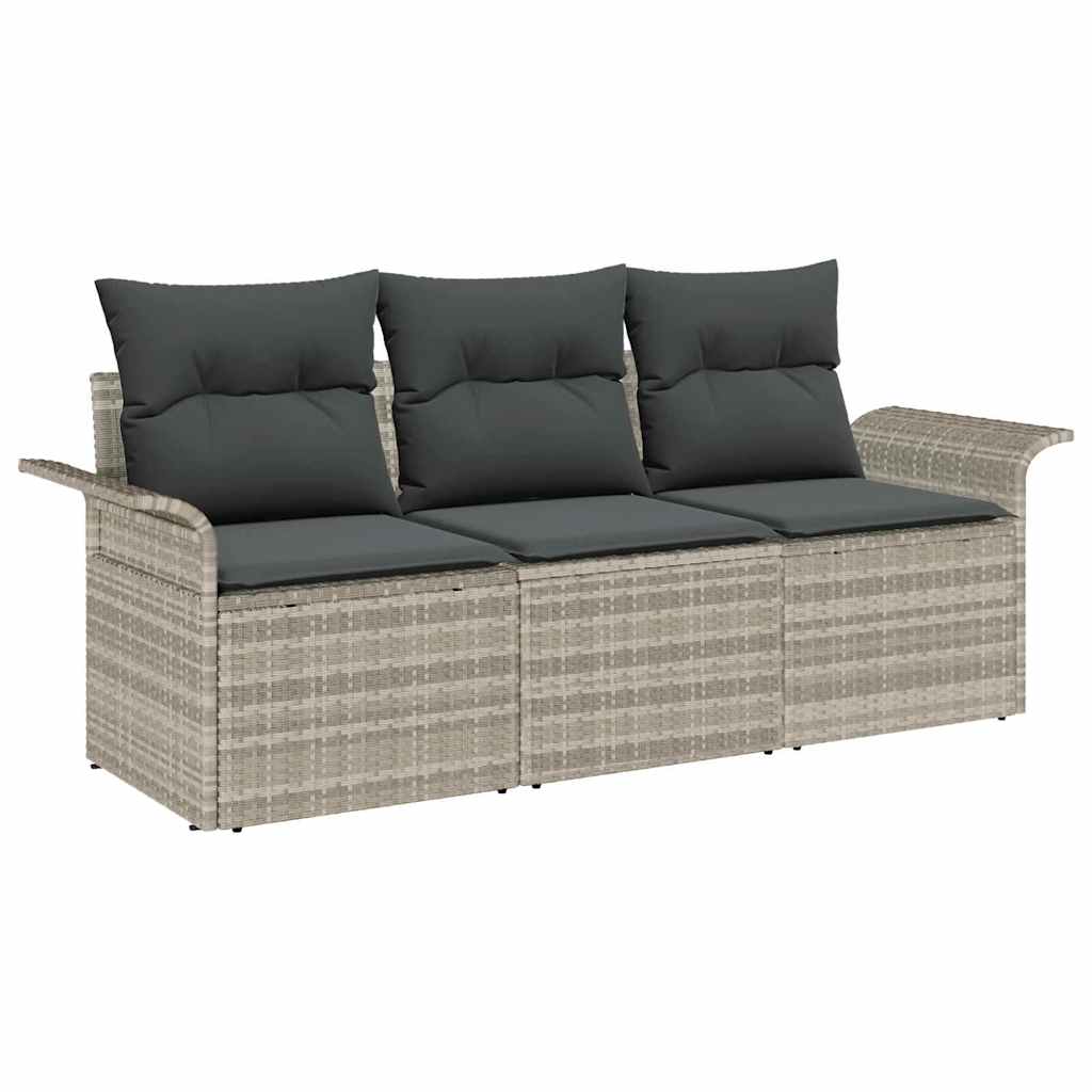 Tuin Sofa Set met kussen met opslag 3 pcs Lichtgrijs Poly riet is nu te koop bij PeponiXL, paradijselijk wonen!