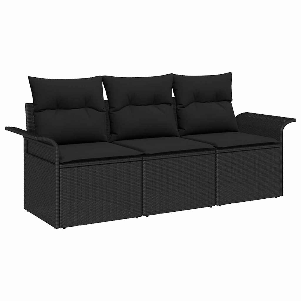 Tuin Sofa Set met kussen met opslag 3 pcs Zwart Poly riet is nu te koop bij PeponiXL, paradijselijk wonen!