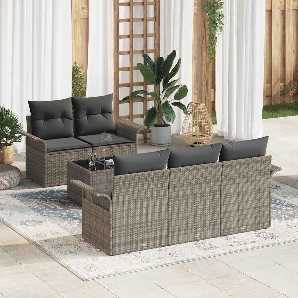 Tuin Sofa Set met kussen met opslag 6 pcs Grijs 55 x 55 x 37 cm is nu te koop bij PeponiXL, paradijselijk wonen!