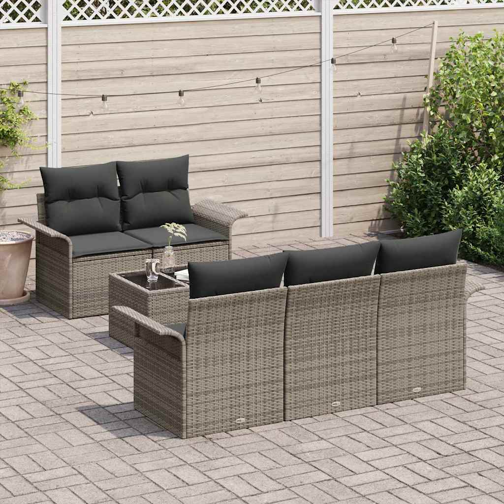 Tuin Sofa Set met kussen met opslag 6 pcs Grijs 55 x 55 x 37 cm is nu te koop bij PeponiXL, paradijselijk wonen!
