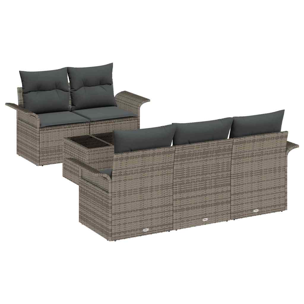 Tuin Sofa Set met kussen met opslag 6 pcs Grijs 55 x 55 x 37 cm is nu te koop bij PeponiXL, paradijselijk wonen!