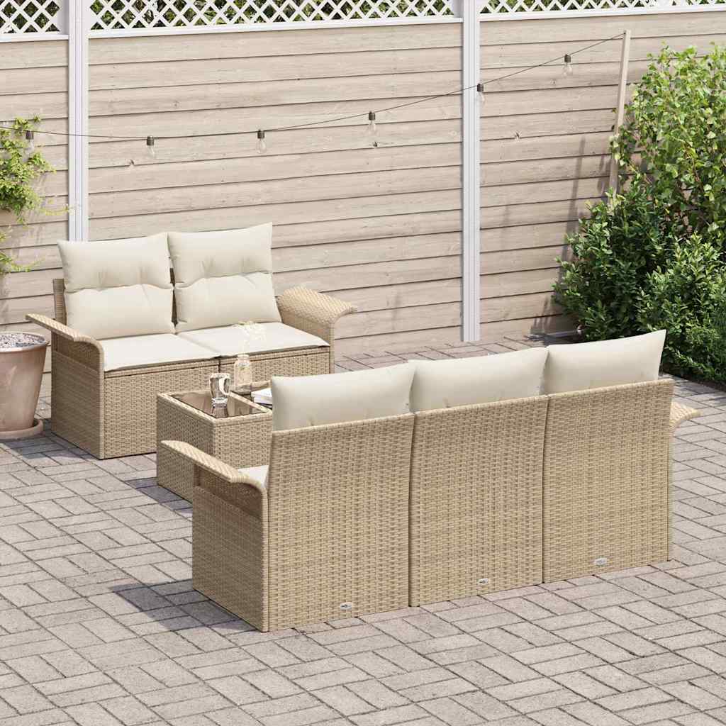 Tuin Sofa Set met kussen 6 pcs Beige en Crème 55 x 55 x 37 cm is nu te koop bij PeponiXL, paradijselijk wonen!