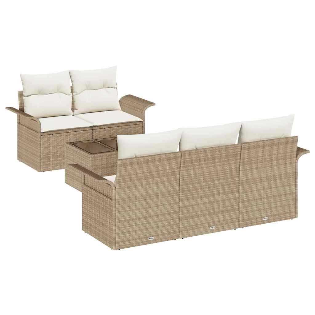 Tuin Sofa Set met kussen 6 pcs Beige en Crème 55 x 55 x 37 cm is nu te koop bij PeponiXL, paradijselijk wonen!