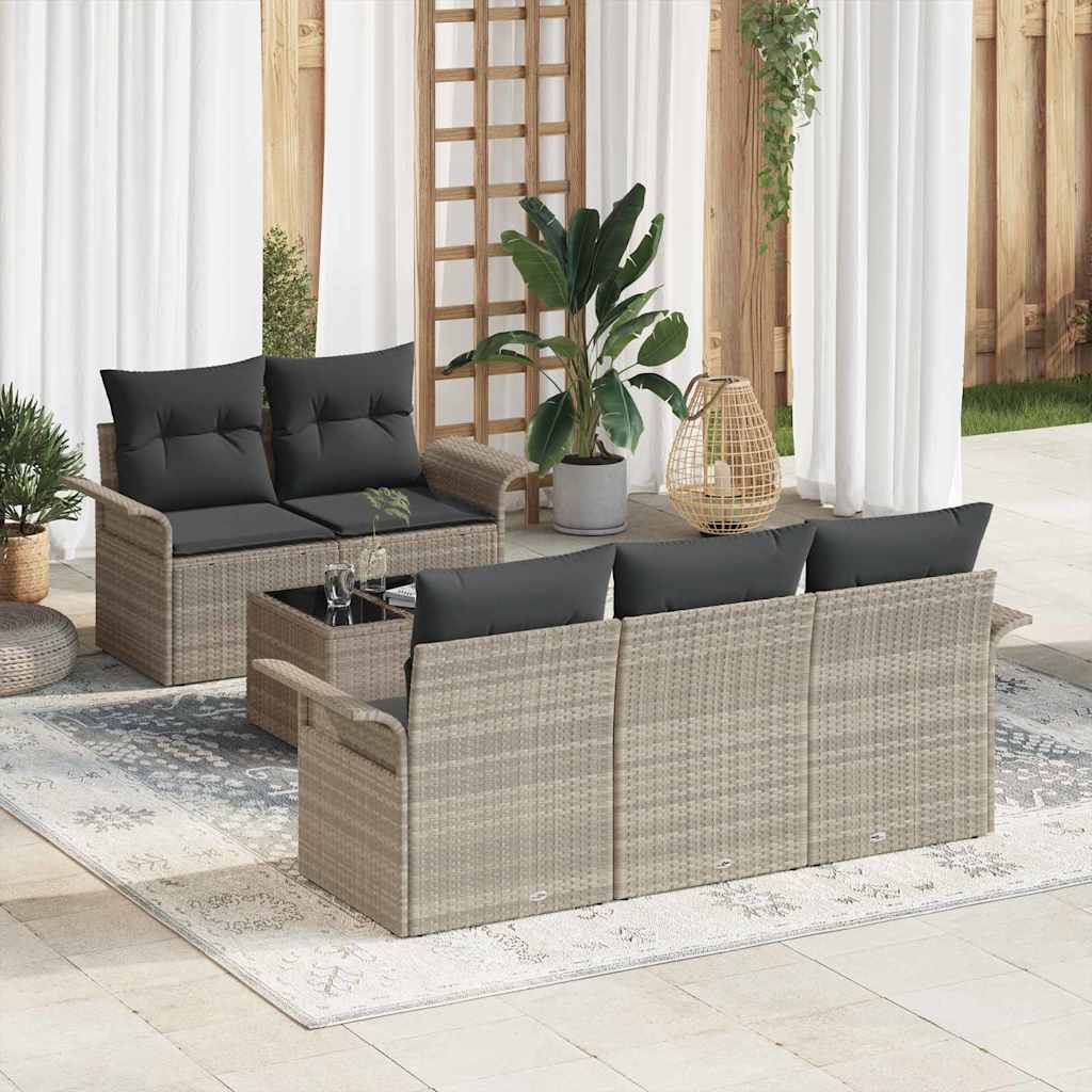 Tuin Sofa Set 6 pcs Licht Grijs en Donker Grijs 55 x 55 x 37 cm is nu te koop bij PeponiXL, paradijselijk wonen!