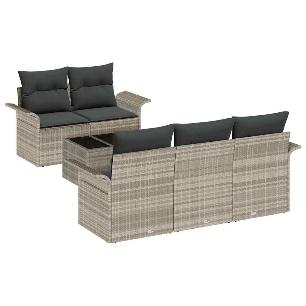 Tuin Sofa Set 6 pcs Licht Grijs en Donker Grijs 55 x 55 x 37 cm is nu te koop bij PeponiXL, paradijselijk wonen!