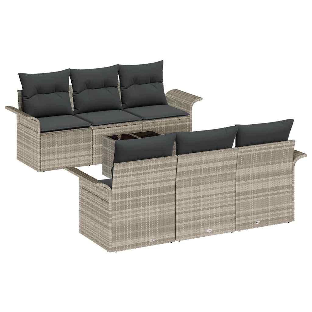 Tuinbankenset 7 pcs Licht Grijs en Donker Grijs poly rattan is nu te koop bij PeponiXL, paradijselijk wonen!