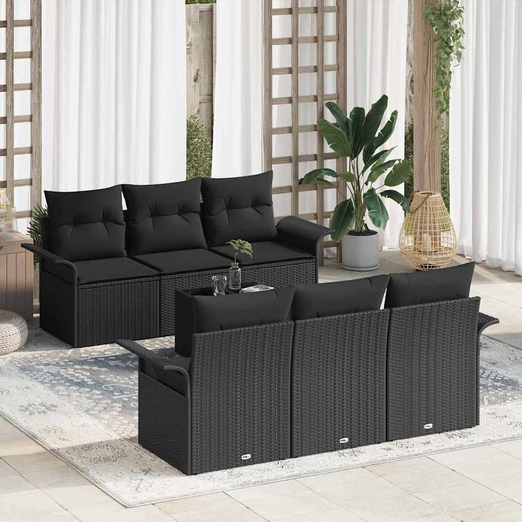 Tuinbankenset met kussen met opslag 7 pcs Zwart poly rattan is nu te koop bij PeponiXL, paradijselijk wonen!