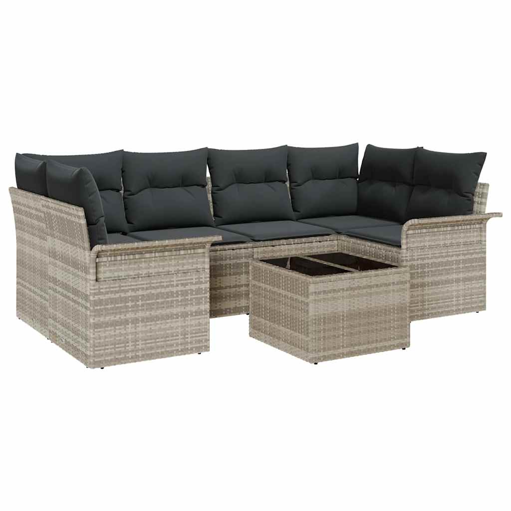 Tuin Sofa Set 7 pcs Licht Grijs en Donker Grijs 55 x 55 x 37 cm is nu te koop bij PeponiXL, paradijselijk wonen!