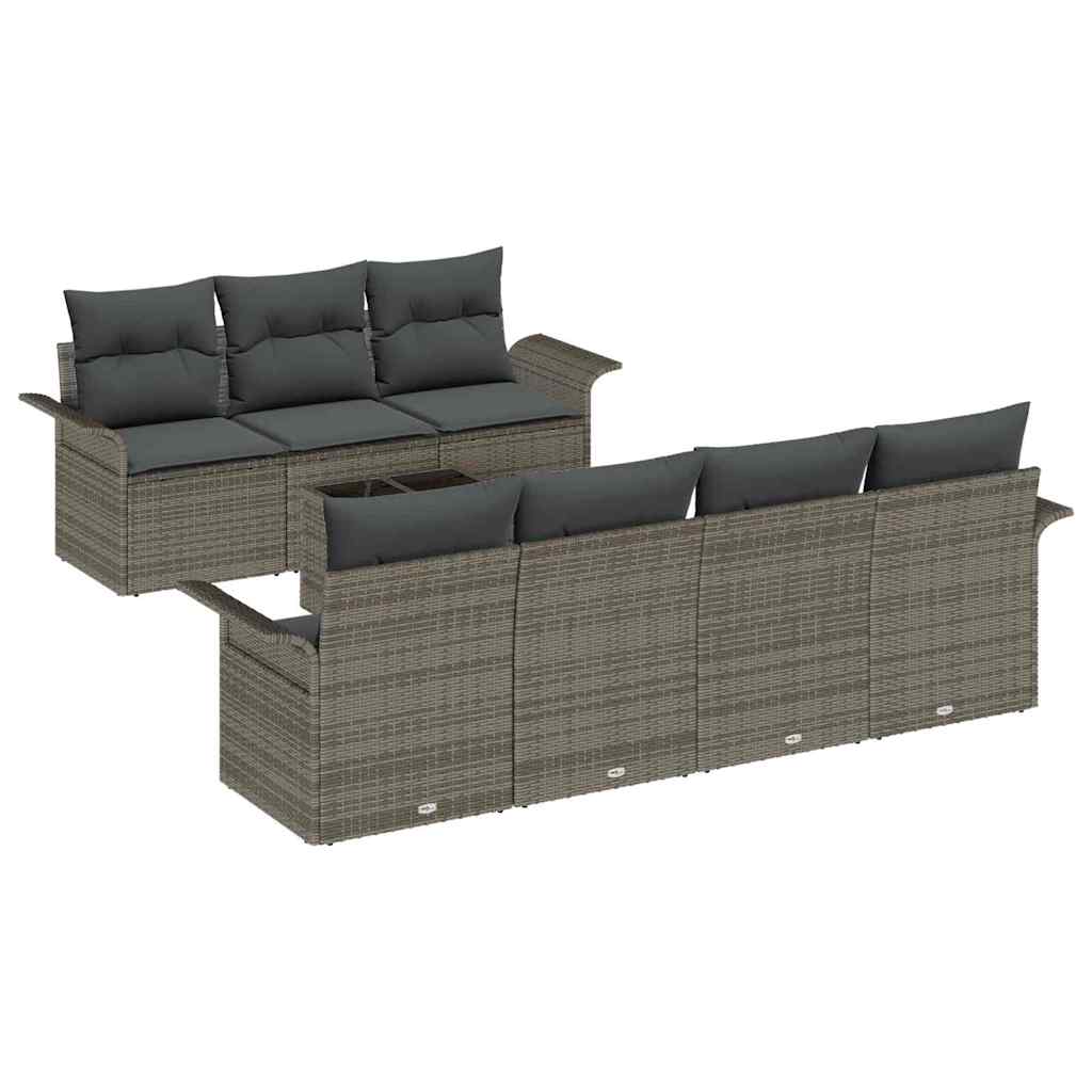 Tuinbankenset met kussen met opslag 8 pcs Grijs poly rattan is nu te koop bij PeponiXL, paradijselijk wonen!