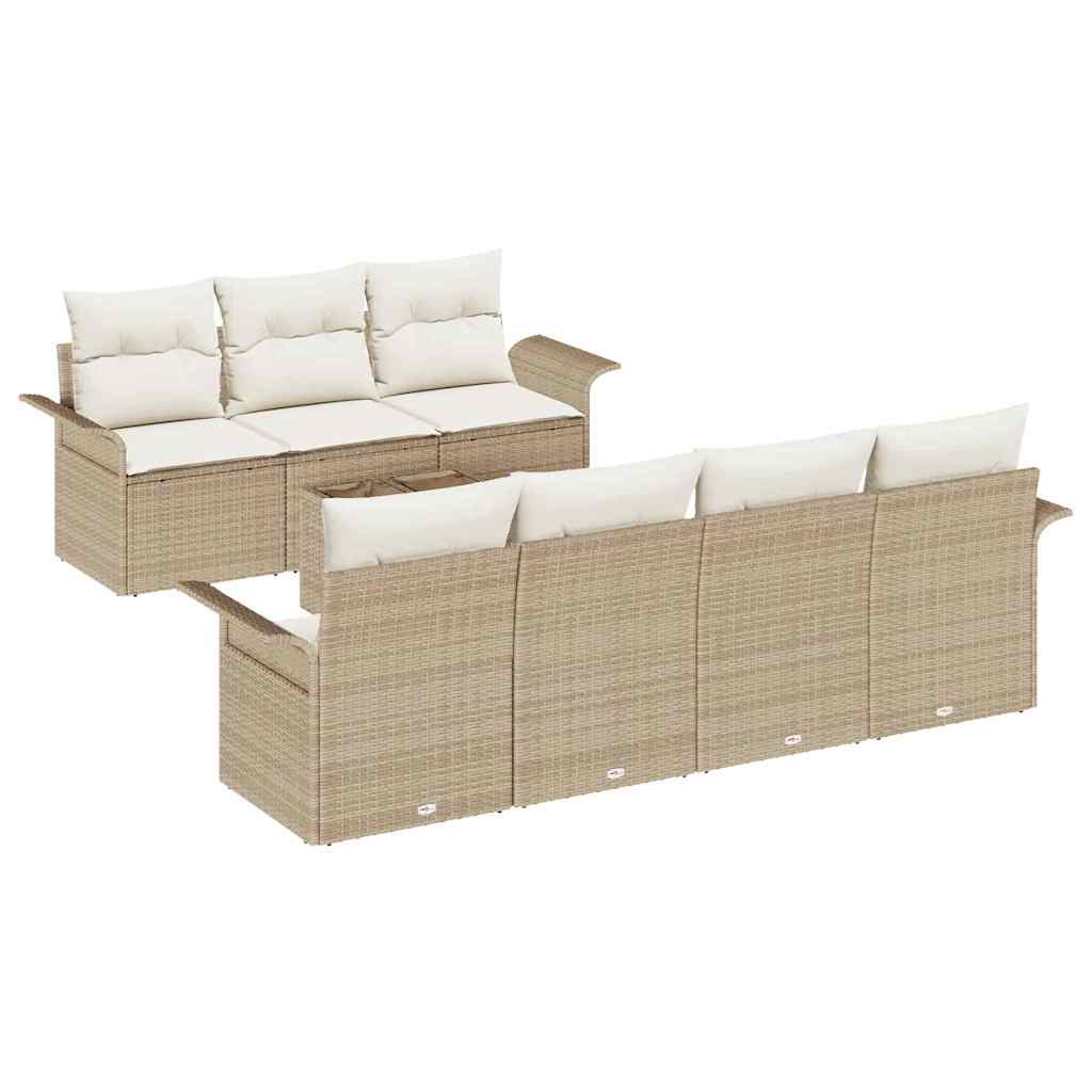 Tuinbankenset met kussen 8 pcs Beige en Crème poly rattan is nu te koop bij PeponiXL, paradijselijk wonen!