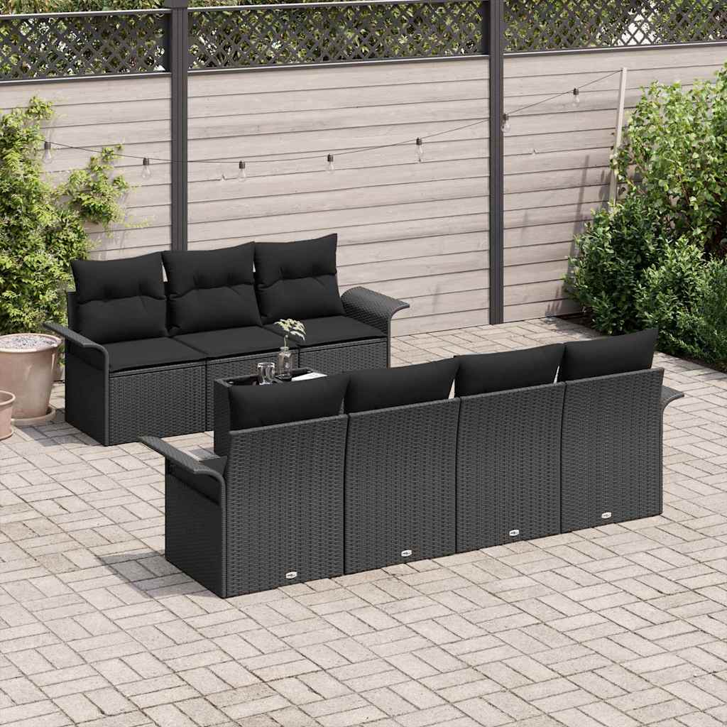 Tuinbankenset met kussen met opslag 8 pcs Zwart poly rattan is nu te koop bij PeponiXL, paradijselijk wonen!