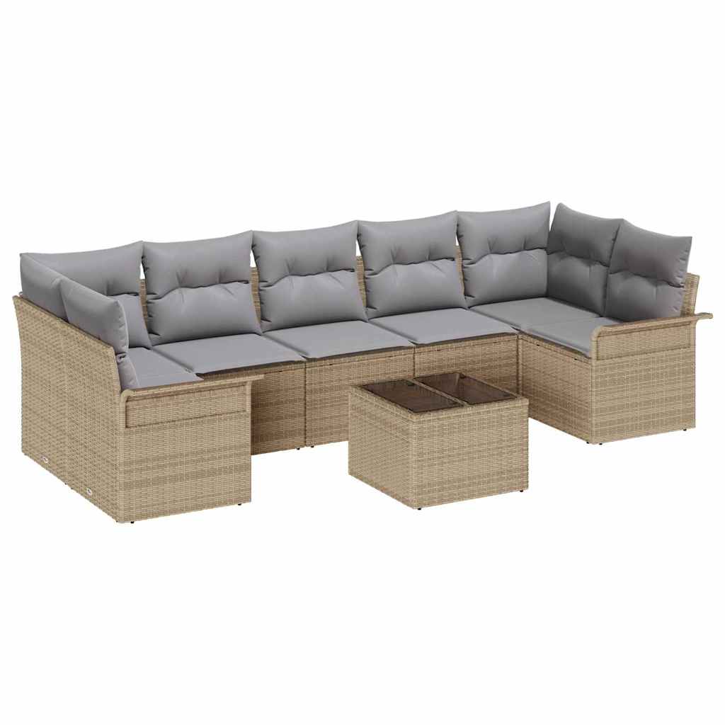 Tuin Sofa Set met kussen 8 pcs Beige en Grijs poly rattan is nu te koop bij PeponiXL, paradijselijk wonen!