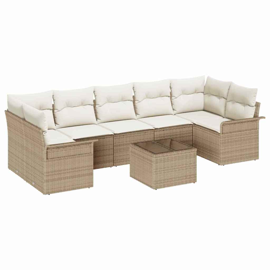 Tuin Sofa Set met kussen 8 pcs Beige en Crème poly rattan is nu te koop bij PeponiXL, paradijselijk wonen!