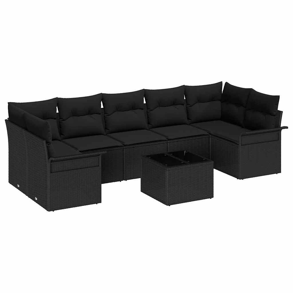 Tuin Sofa Set met kussen met opslag 8 pcs Zwart poly rattan is nu te koop bij PeponiXL, paradijselijk wonen!