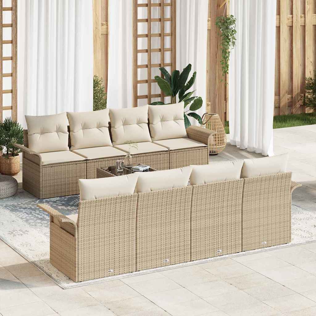 Tuin Sofa Set met kussen 9 pcs Beige en Crème poly rattan is nu te koop bij PeponiXL, paradijselijk wonen!
