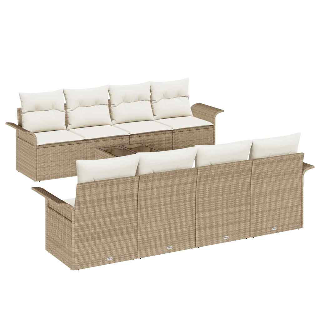 Tuin Sofa Set met kussen 9 pcs Beige en Crème poly rattan is nu te koop bij PeponiXL, paradijselijk wonen!