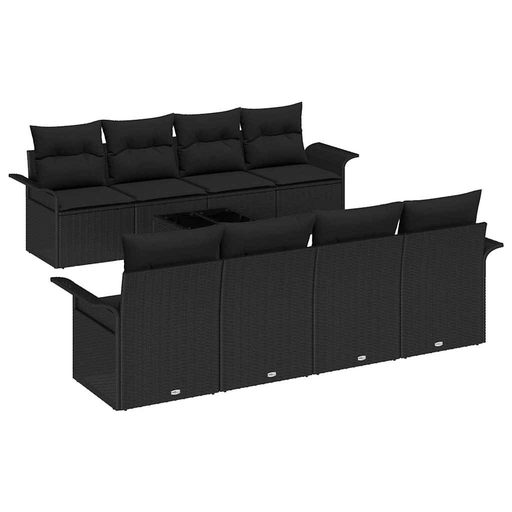 Tuin Sofa Set met kussen met opslag 9 pcs Zwart poly rattan is nu te koop bij PeponiXL, paradijselijk wonen!