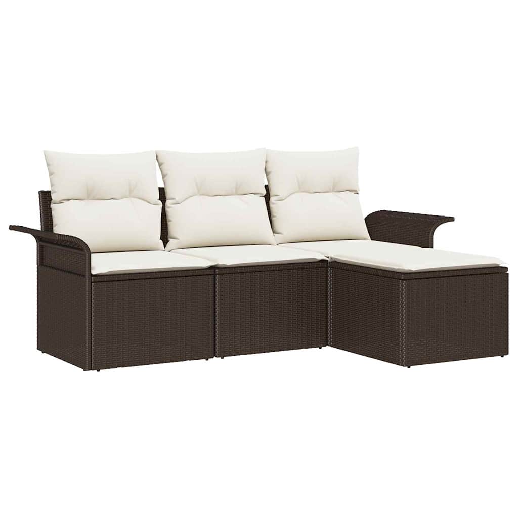 Tuin Sofa Set met kussen met opslag 4 pcs Bruin Poly riet is nu te koop bij PeponiXL, paradijselijk wonen!