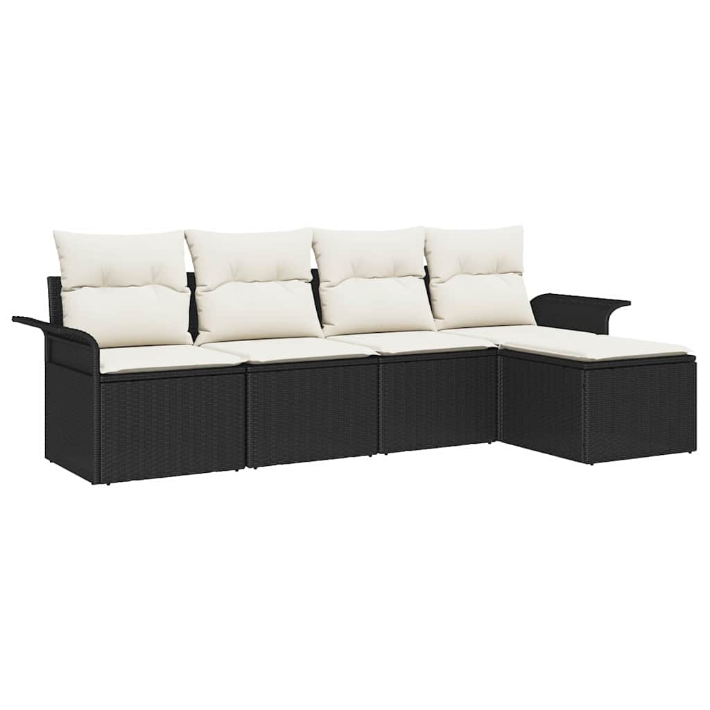 Tuin Sofa Set met kussen met opslag 5 pcs Zwart poly rattan is nu te koop bij PeponiXL, paradijselijk wonen!