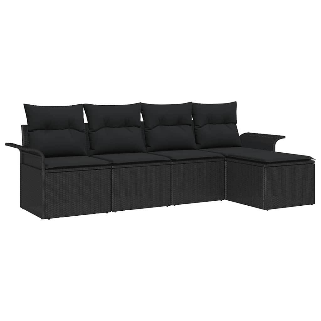 Tuin Sofa Set met kussen met opslag 5 pcs Zwart poly rattan is nu te koop bij PeponiXL, paradijselijk wonen!