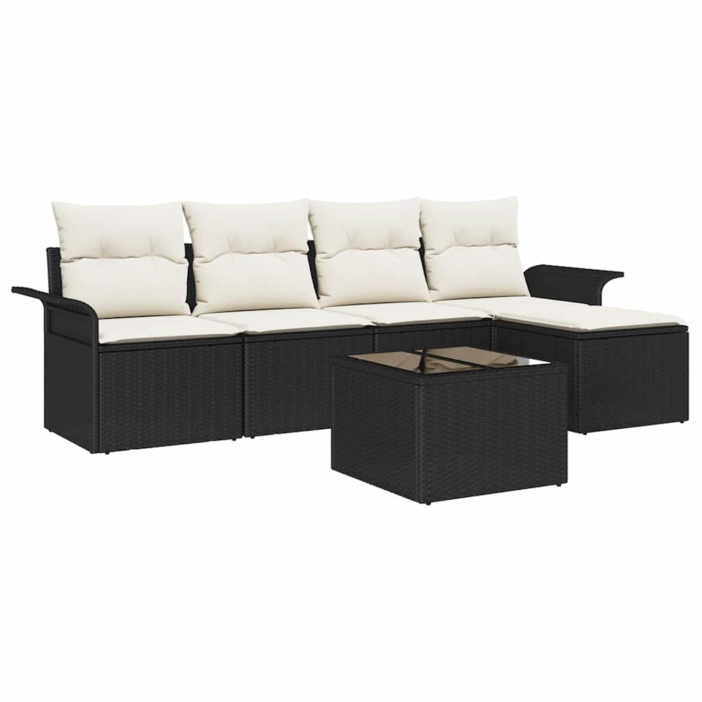 Tuin Sofa Set met kussen met opslag 6 pcs Zwart poly rattan is nu te koop bij PeponiXL, paradijselijk wonen!