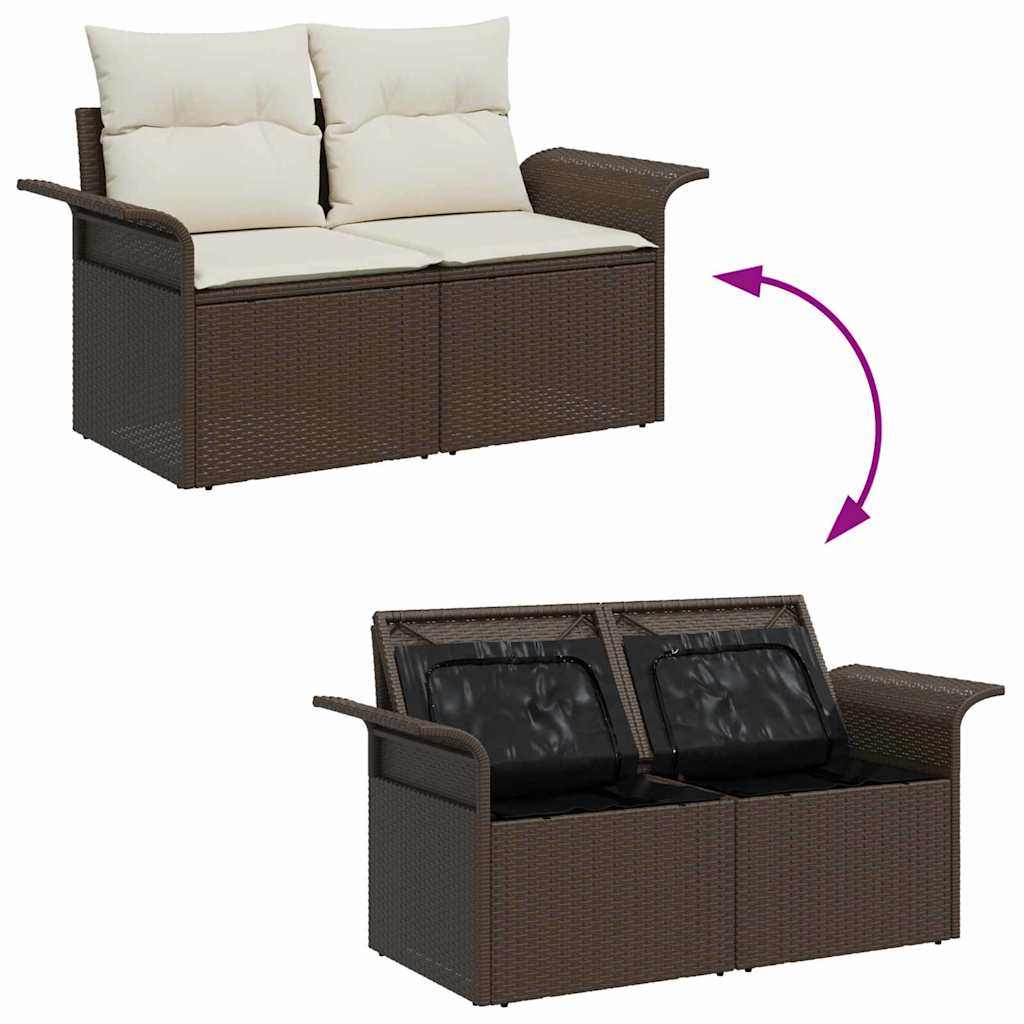 Tuin Sofa Set met kussen met opslag 6 pcs Bruin poly rattan is nu te koop bij PeponiXL, paradijselijk wonen!