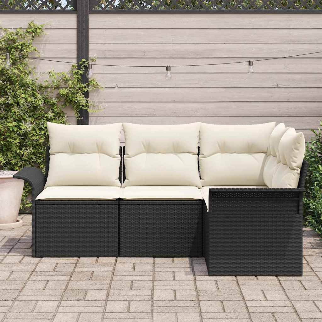 Tuin Sofa Set met opslag 4 pcs Zwart poly rattan is nu te koop bij PeponiXL, paradijselijk wonen!