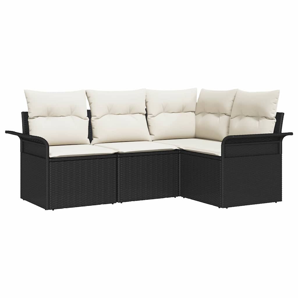 Tuin Sofa Set met opslag 4 pcs Zwart poly rattan is nu te koop bij PeponiXL, paradijselijk wonen!