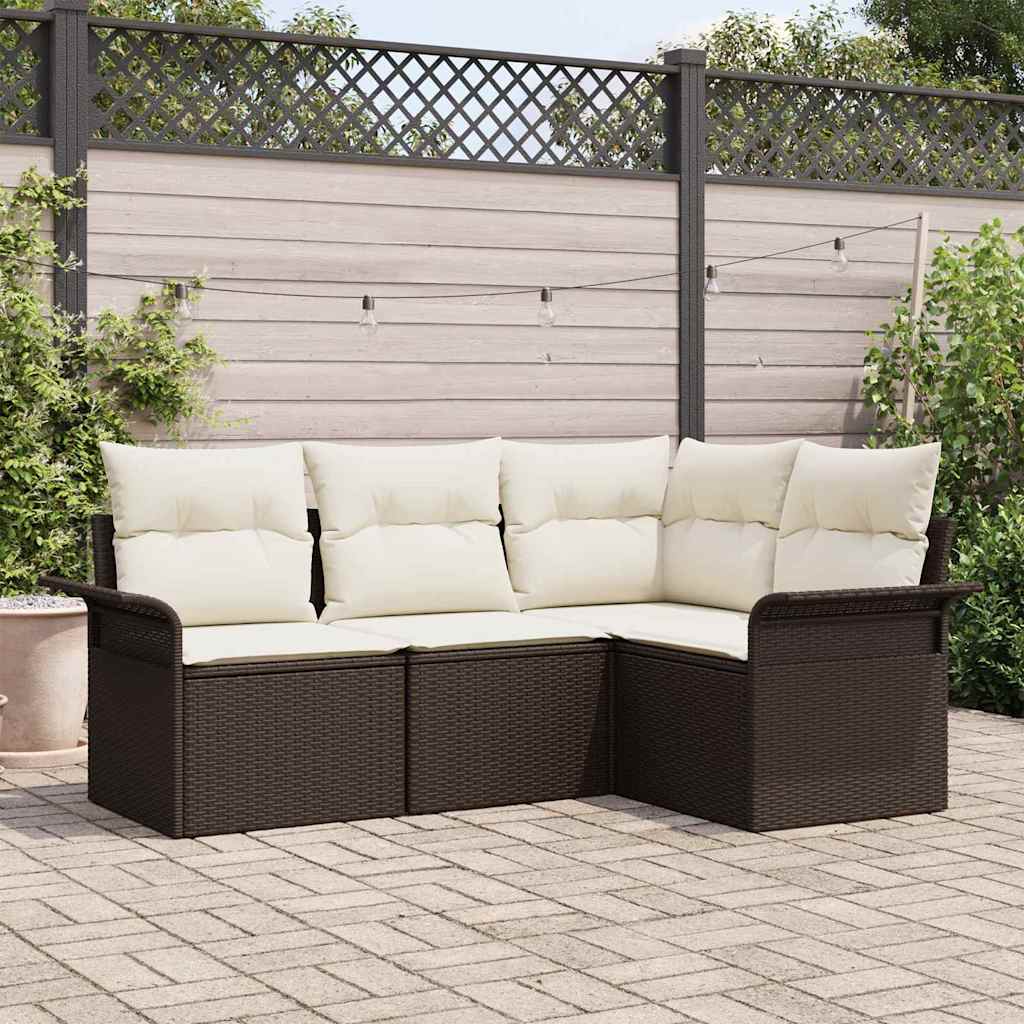 Tuin Sofa Set met opslag 4 pcs Bruin poly rattan is nu te koop bij PeponiXL, paradijselijk wonen!