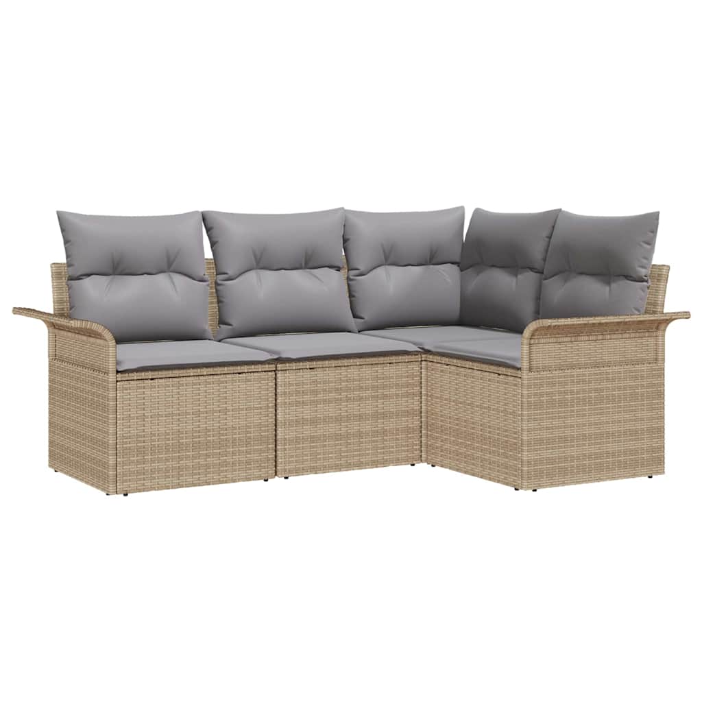 Tuin Sofa Set met opslag 4 pcs Beige poly rattan is nu te koop bij PeponiXL, paradijselijk wonen!