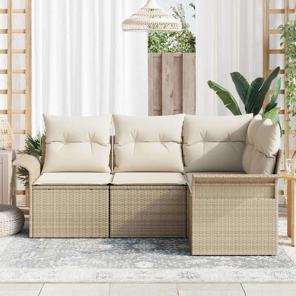 Tuin Sofa Set met opslag 4 pcs Beige poly rattan is nu te koop bij PeponiXL, paradijselijk wonen!