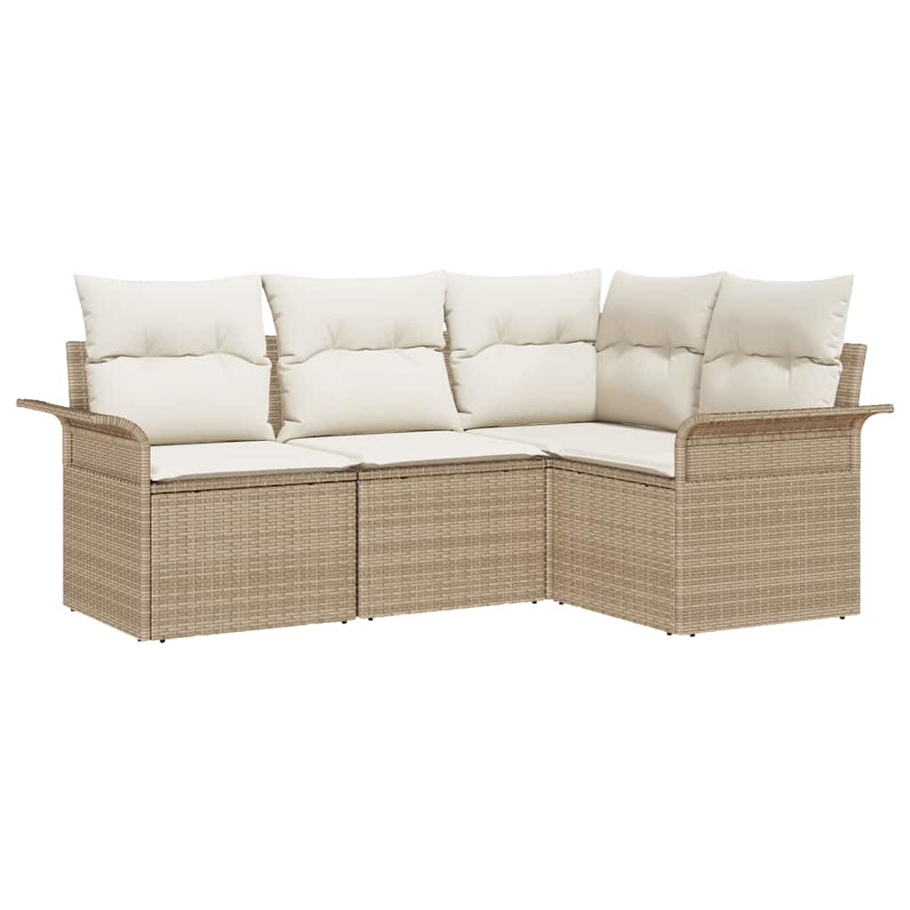 Tuin Sofa Set met opslag 4 pcs Beige poly rattan is nu te koop bij PeponiXL, paradijselijk wonen!