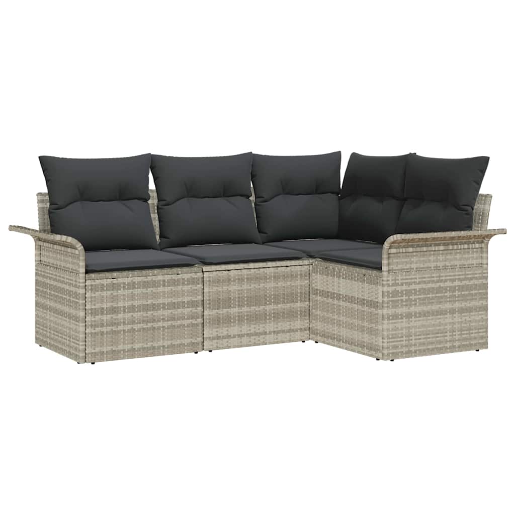 Tuin Sofa Set met opslag 4 pcs Lichtgrijs poly rattan is nu te koop bij PeponiXL, paradijselijk wonen!
