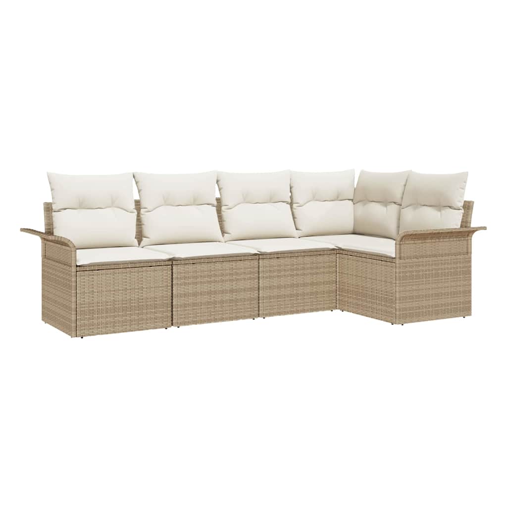 Tuin Sofa Set met opslag 5 pcs Beige poly rattan is nu te koop bij PeponiXL, paradijselijk wonen!