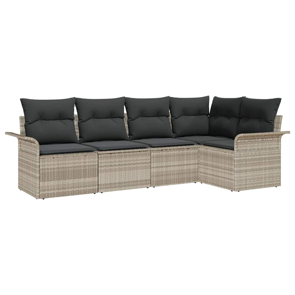 Tuin Sofa Set met opslag 5 pcs Lichtgrijs poly rattan is nu te koop bij PeponiXL, paradijselijk wonen!
