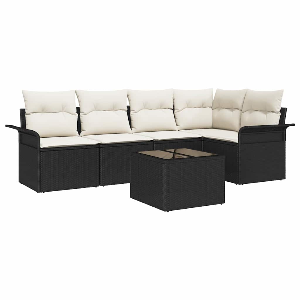 Tuin Sofa Set met kussen met opslag 6 pcs Zwart Poly riet is nu te koop bij PeponiXL, paradijselijk wonen!