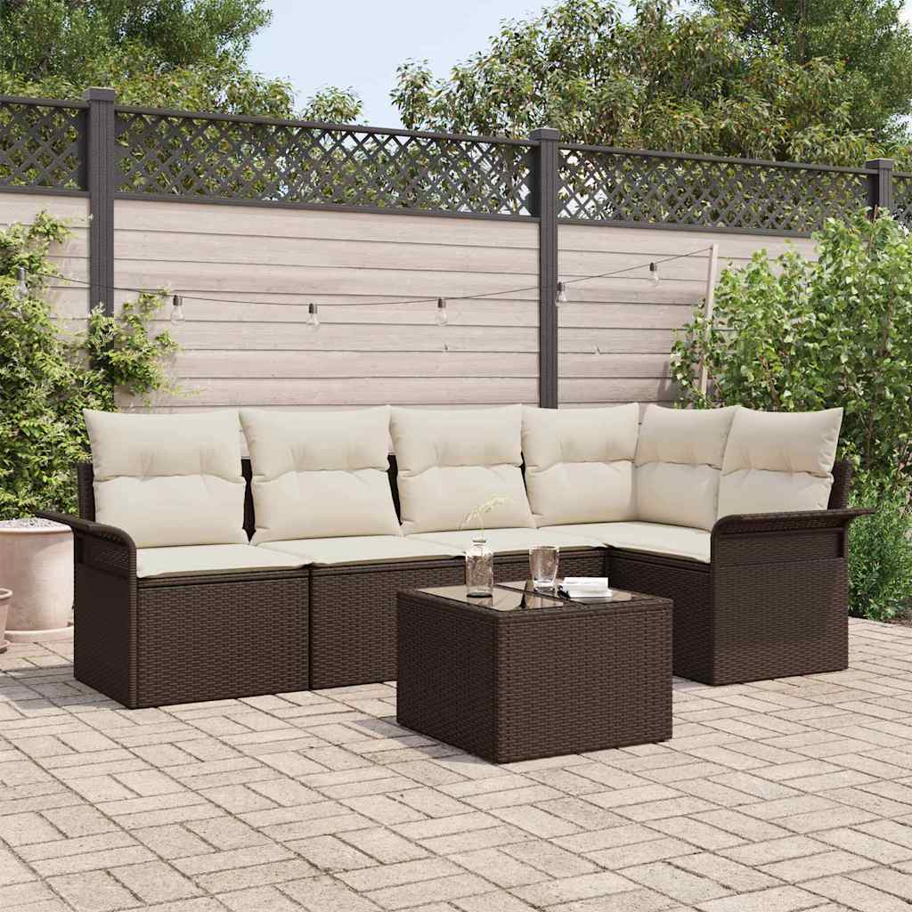 Tuin Sofa Set met opslag 6 pcs Bruin poly rattan is nu te koop bij PeponiXL, paradijselijk wonen!