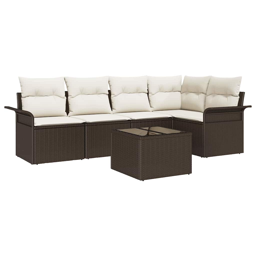Tuin Sofa Set met opslag 6 pcs Bruin poly rattan is nu te koop bij PeponiXL, paradijselijk wonen!