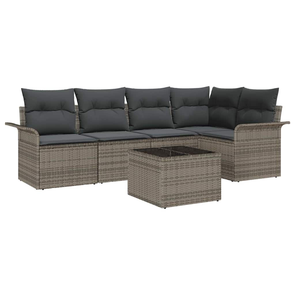 Tuin Sofa Set met kussen met opslag 6 pcs Grijs Poly riet is nu te koop bij PeponiXL, paradijselijk wonen!