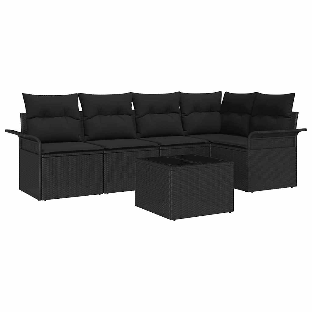 Tuin Sofa Set met kussen met opslag 6 pcs Zwart Poly riet is nu te koop bij PeponiXL, paradijselijk wonen!